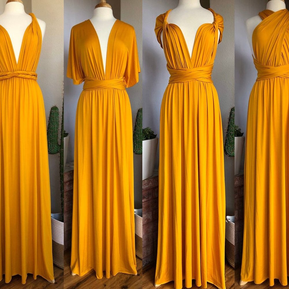 MUSTARD Bridesmaid Dress/ CUSTOM LENGTHS/ Convertible Dress / Infinity Dress